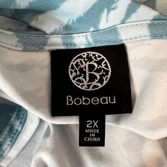 Bobeau Zebra Striped Blue & White Shirt Size 2X - Picture 6 of 7